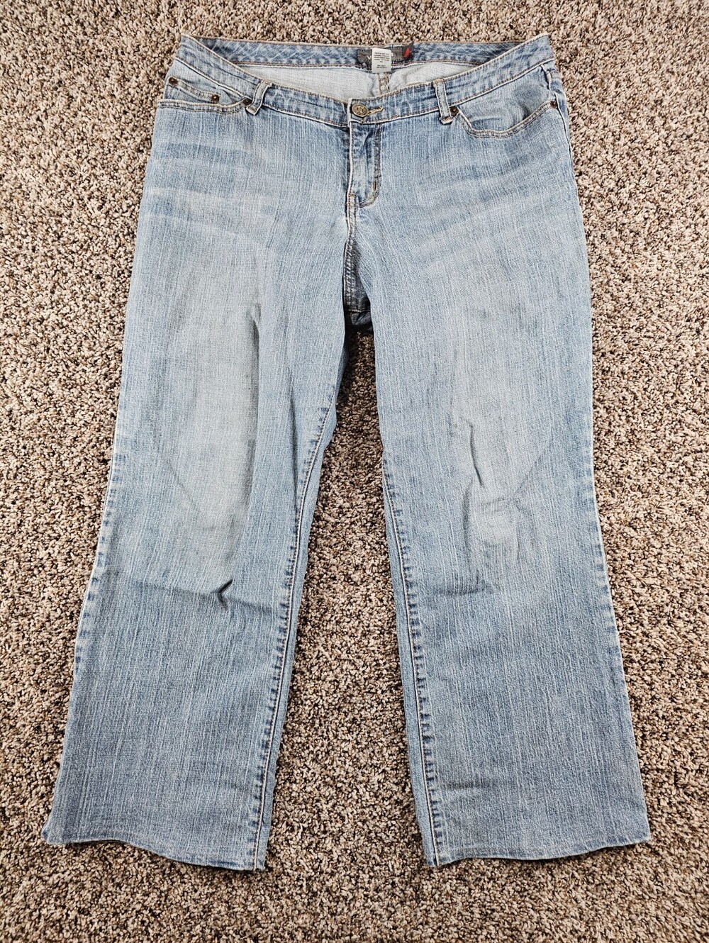 Vintage Y2K Venezia Womens Sz 2P Petite Wide Leg Low Rise Light Wash Blue Jeans